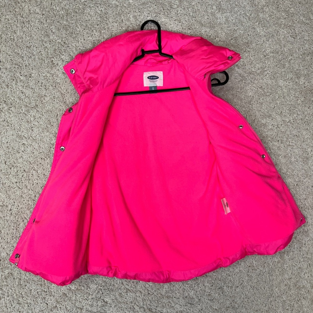Old Navy Puffer Vest Womens XS Hot Pink Zip Pockets Love Valentines Day Preppy - Picture 2 of 8